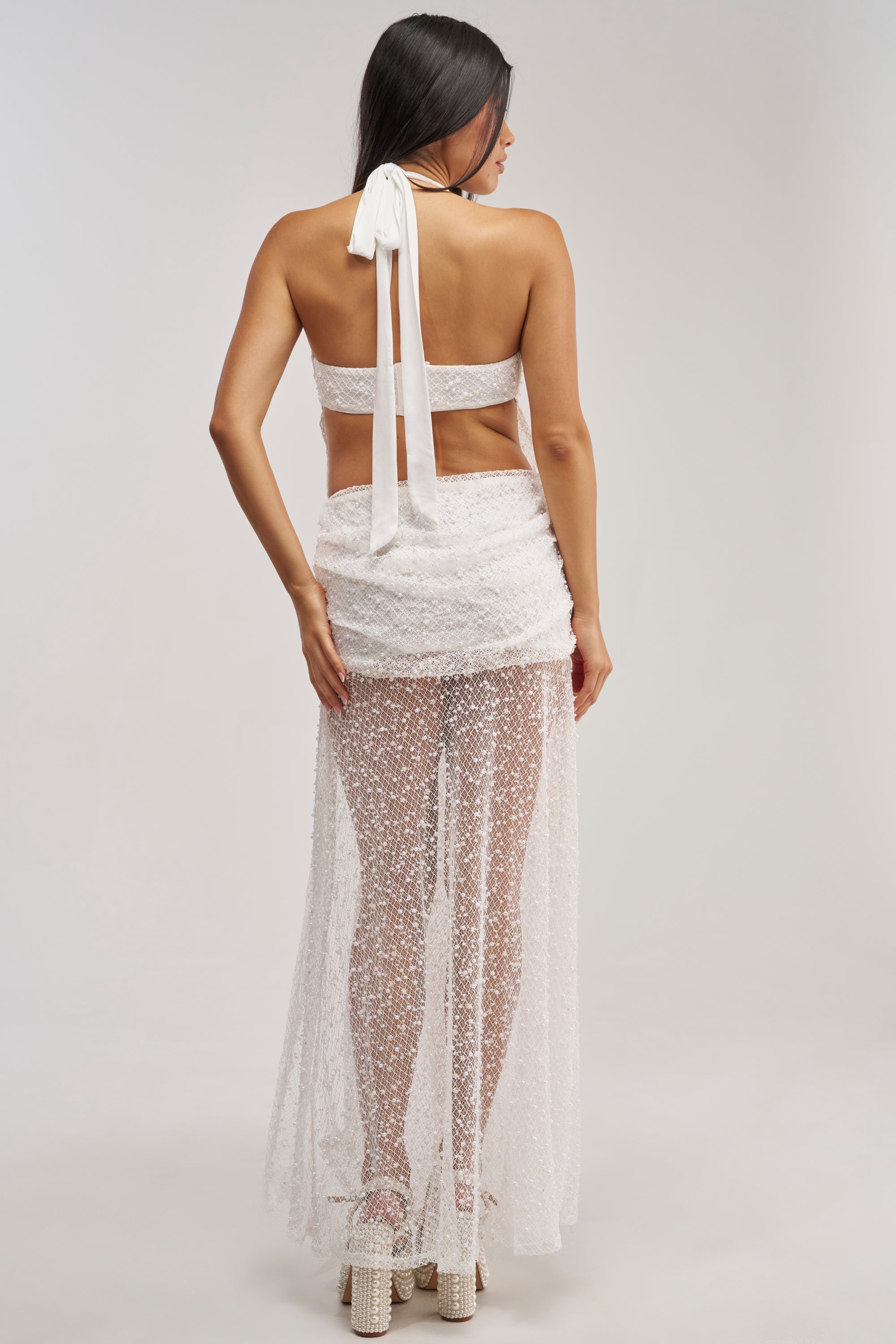 ALL ACCESS EMBELLISHED MAXI DRESS IN WHITE