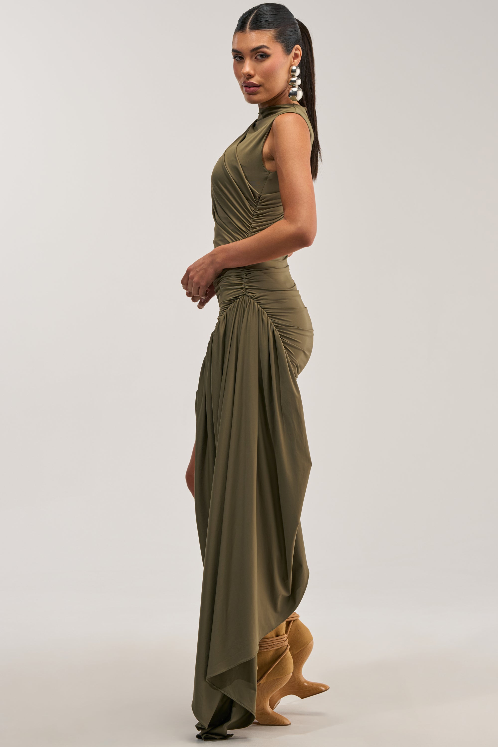 WRAP ME UP MINI DRESS IN OLIVE