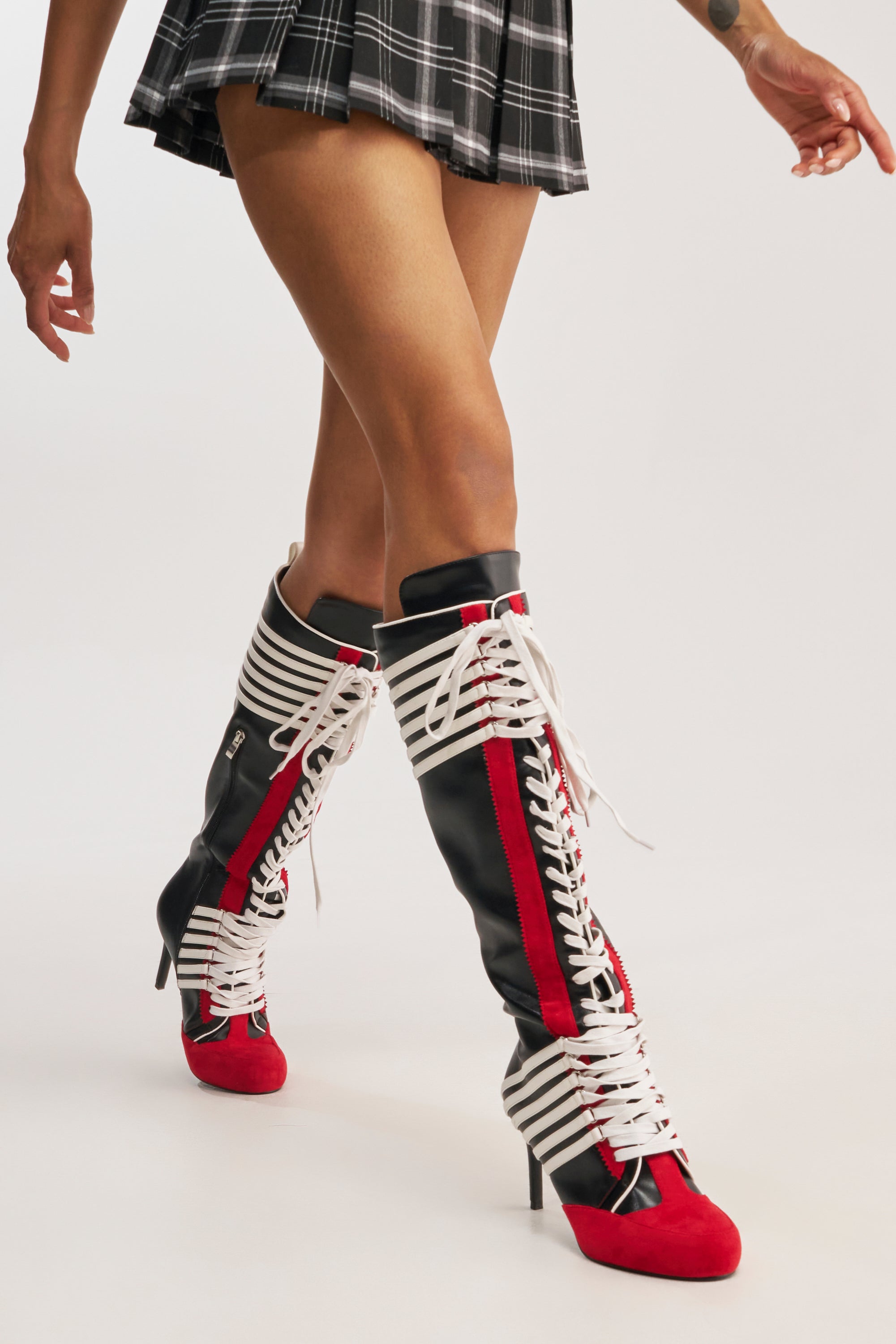 AZALEA WANG NITRO RED MULTI SPORTY STILETTO BOOT