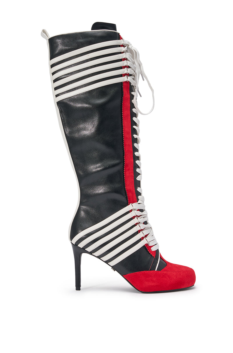 AZALEA WANG NITRO RED MULTI SPORTY STILETTO BOOT
