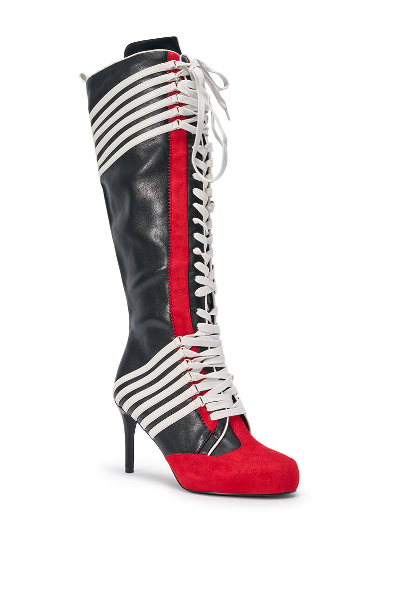 AZALEA WANG NITRO RED MULTI SPORTY STILETTO BOOT