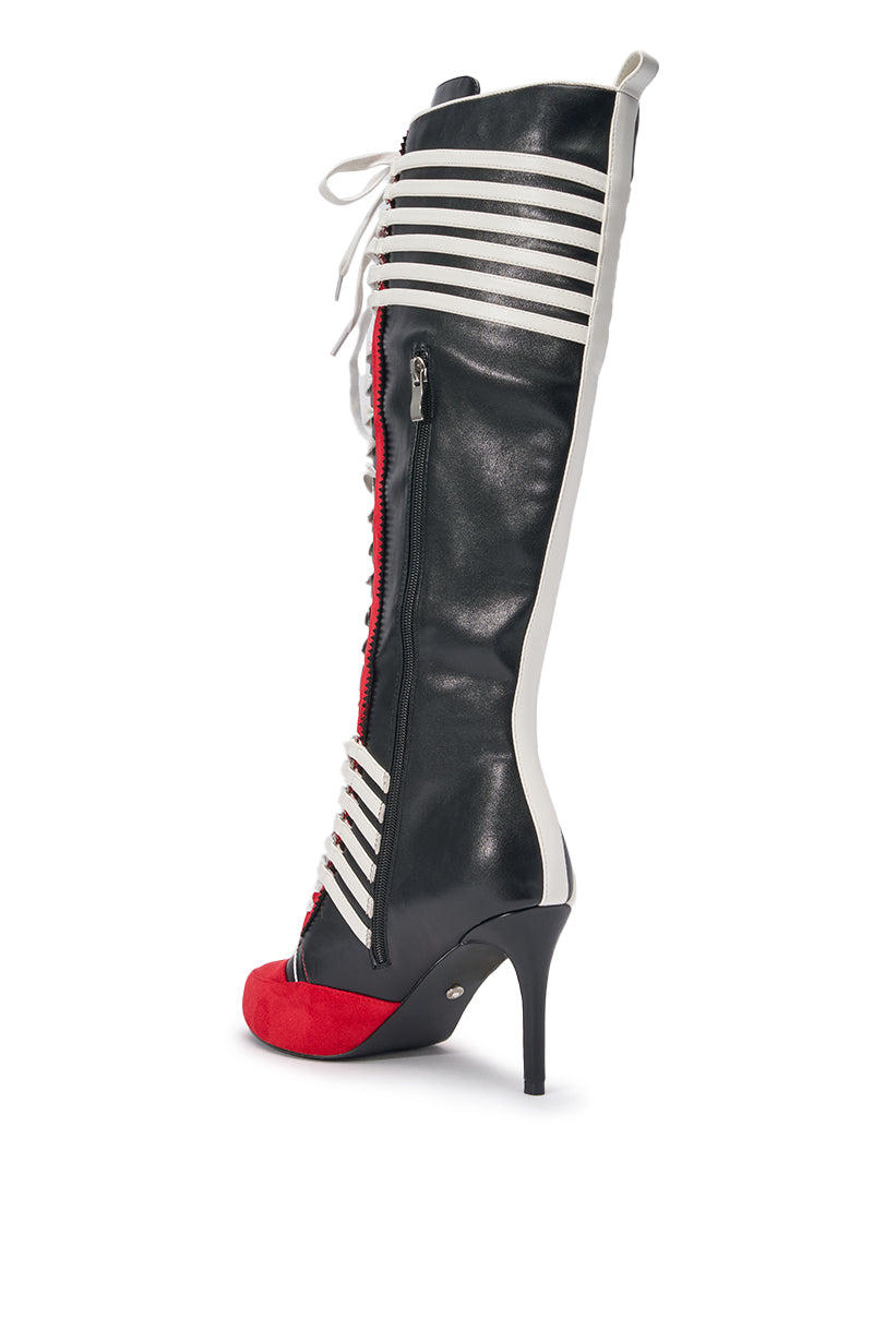 AZALEA WANG NITRO RED MULTI SPORTY STILETTO BOOT