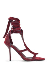 AKIRA GOLD NORMAJEAN BURGUNDY DENIM WASHED SANDAL