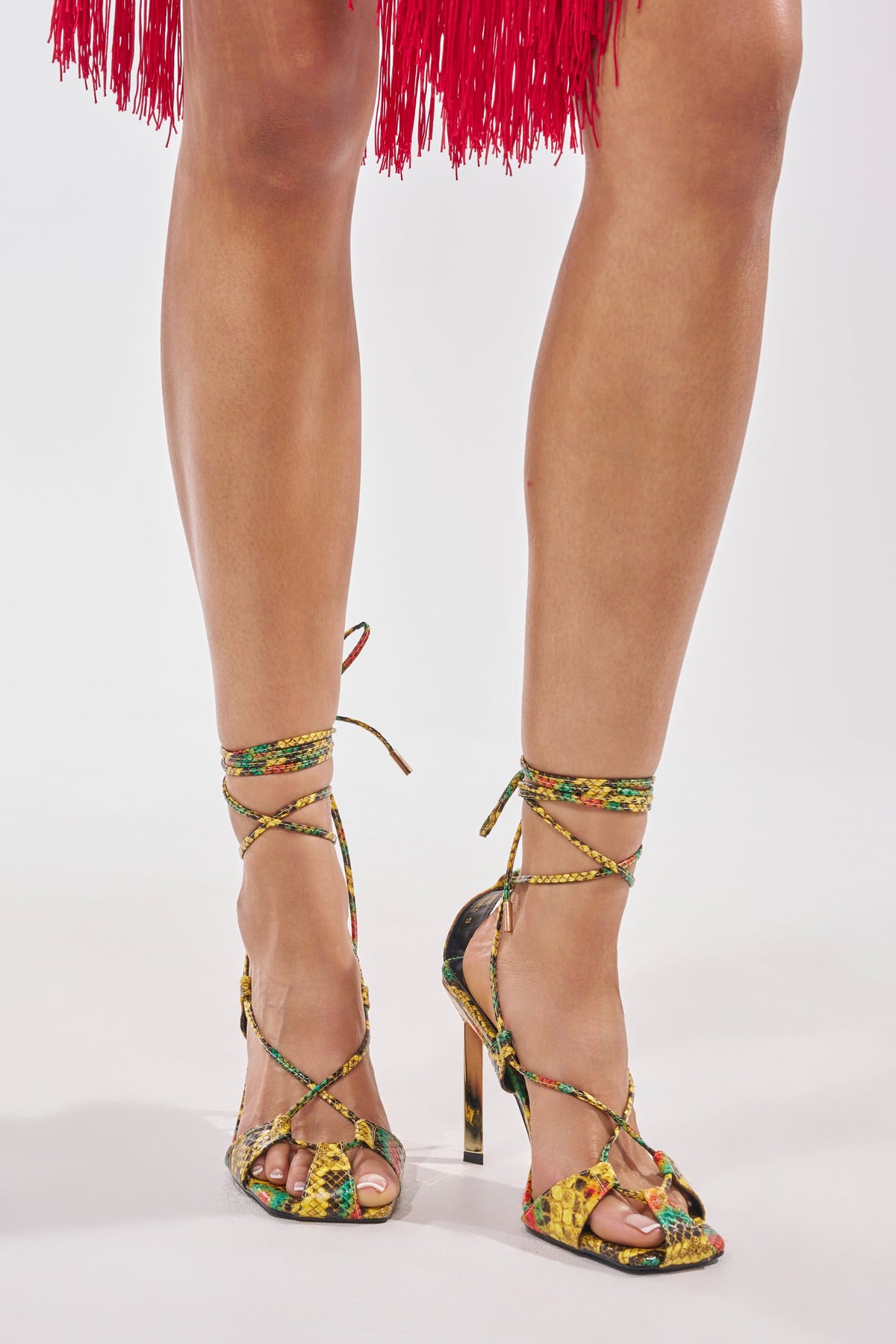 AZALEA WANG NOTYET MULTI SNAKE STILETTO SANDAL