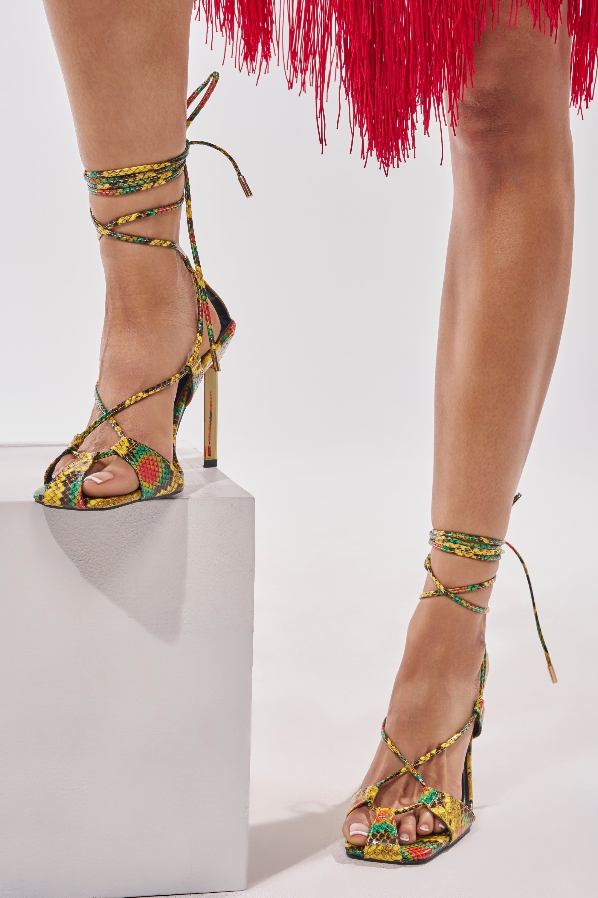 AZALEA WANG NOTYET MULTI SNAKE STILETTO SANDAL