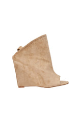 AZALEA WANG NOVIS BEIGE WEDGE BOOTIE
