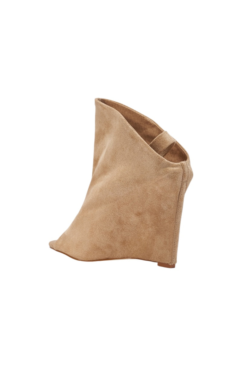 AZALEA WANG NOVIS BEIGE WEDGE BOOTIE