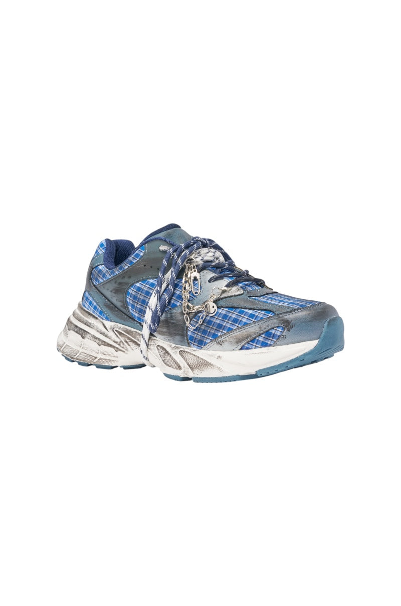 AKIRA GOLD NOXA PLAID SILVER HARDWARE EMBELLISHED SNEAKER