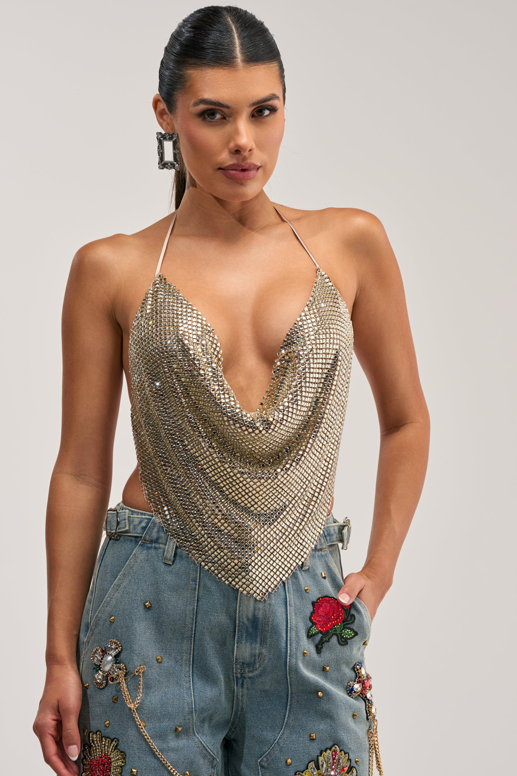 DISCO CLUB COWL NECK TOP