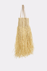 ST BARTZ SHAGGY STRAW TOTE BAG