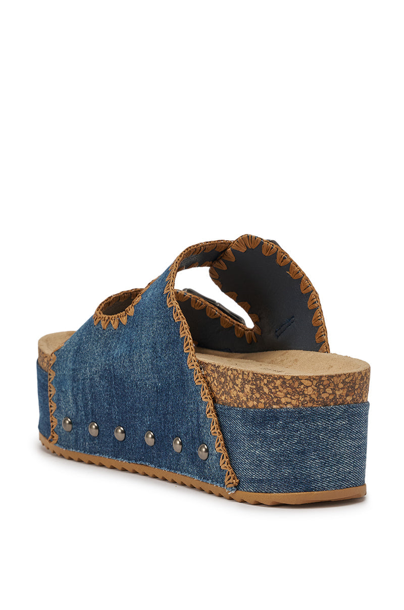 AZALEA WANG OHKAY DENIM FLAT PLATFORM SANDAL