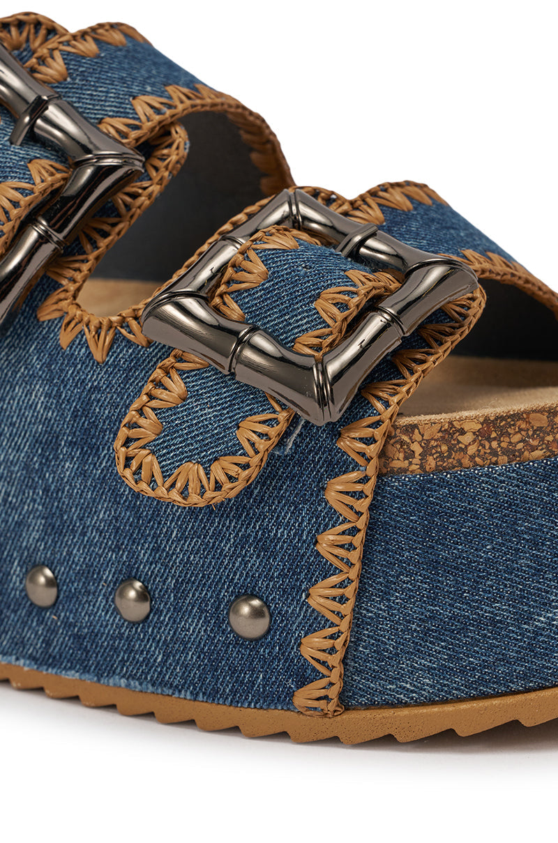 AZALEA WANG OHKAY DENIM FLAT PLATFORM SANDAL