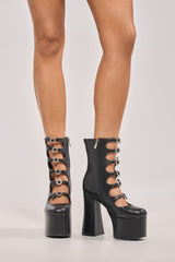 AZALEA WANG OMLEE BLACK ULTRA HIGH PLATFORM BOOTIE