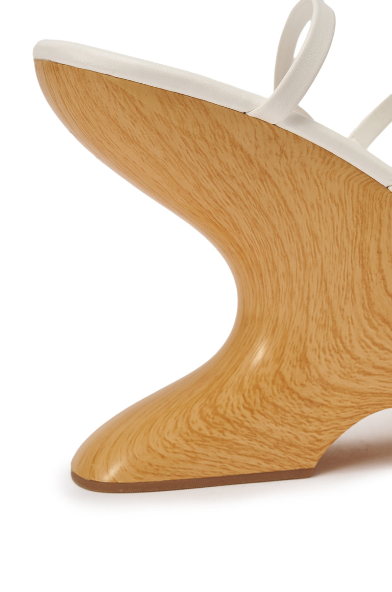 AZALEA WANG ONNI WHITE STRAPPY UPPER WOOD WEDGE