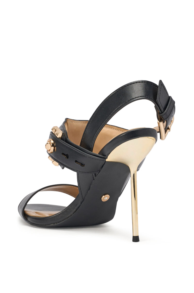 AZALEA WANG OREL BLACK HARDWARE EMBELLISHED STILETTO SANDAL