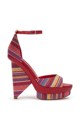 AKIRA GOLD PAULA MULTI CANVAS BLOCK SANDAL