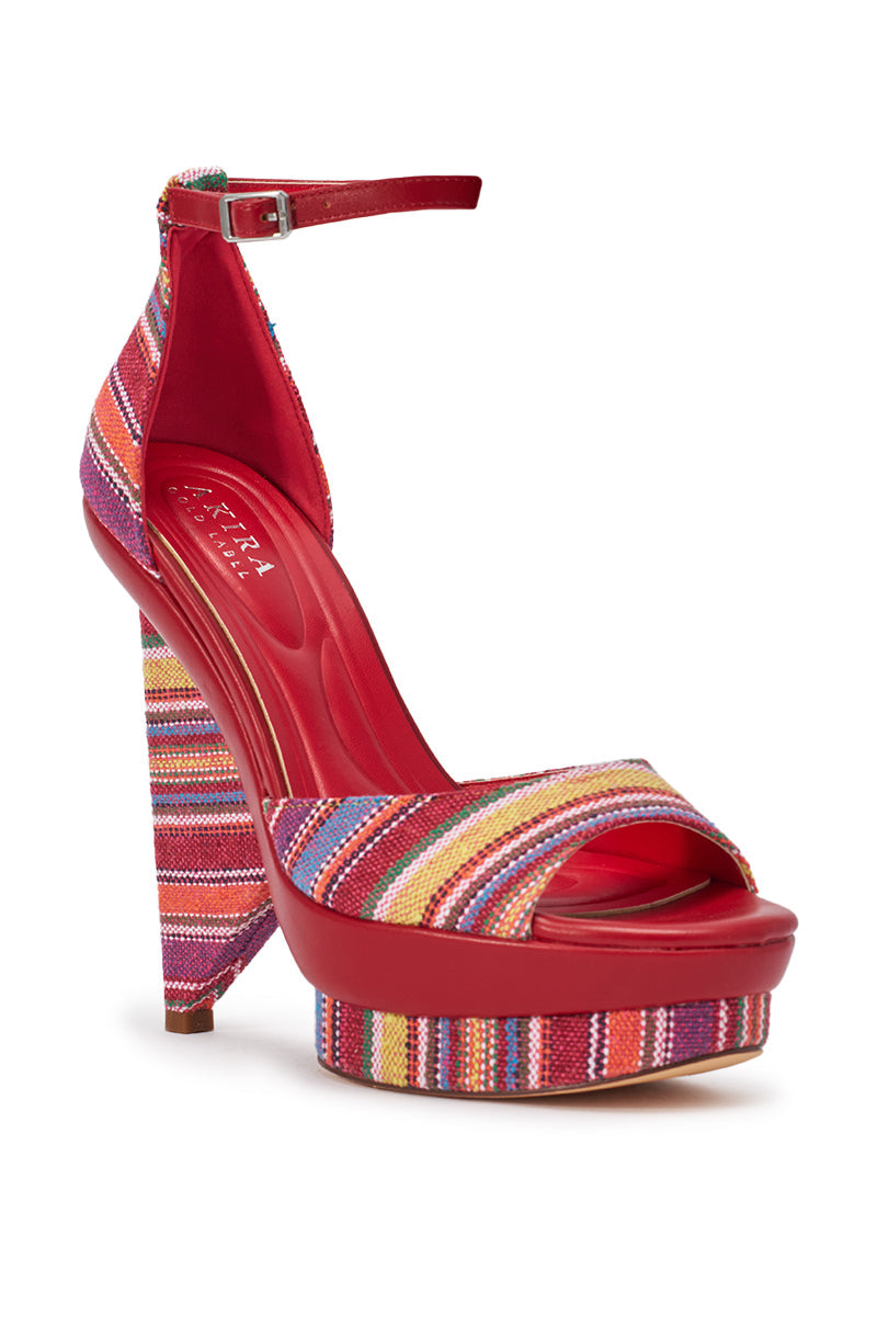AKIRA GOLD PAULA MULTI CANVAS BLOCK SANDAL