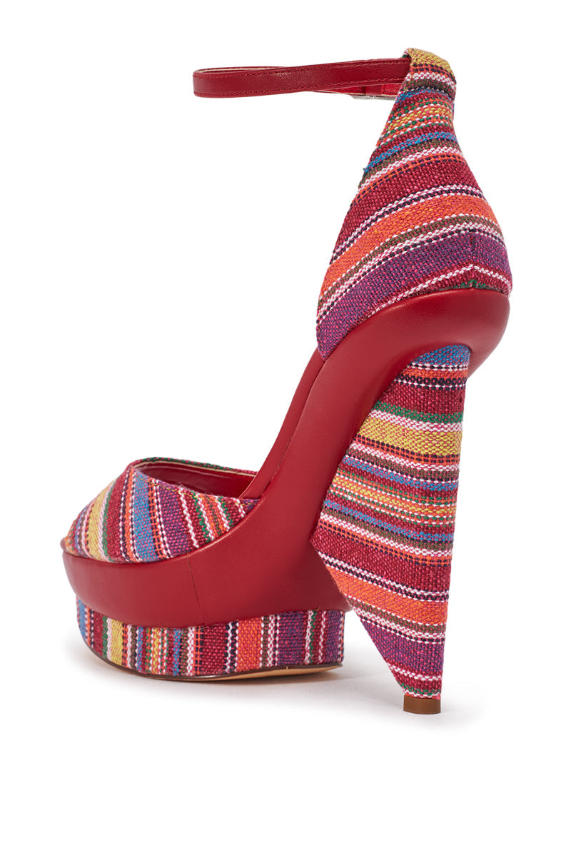 AKIRA GOLD PAULA MULTI CANVAS BLOCK SANDAL
