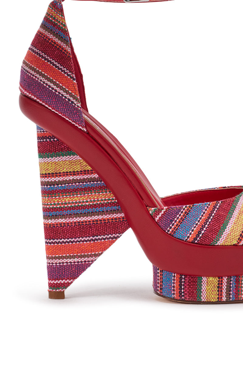 AKIRA GOLD PAULA MULTI CANVAS BLOCK SANDAL