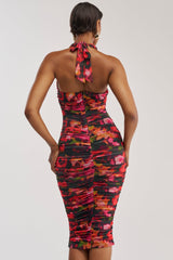 SPELL ON YOU ABSTRACT MIDI DRESS IN PINK MULTI