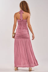 NOTHING SUBTLE ABOUT IT RUCHED MAXI DRESS IN MAUVE