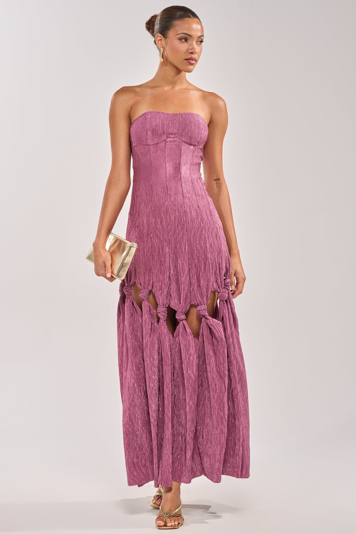 BORN READY KNOTTED STRAPLESS MAXI DRESS