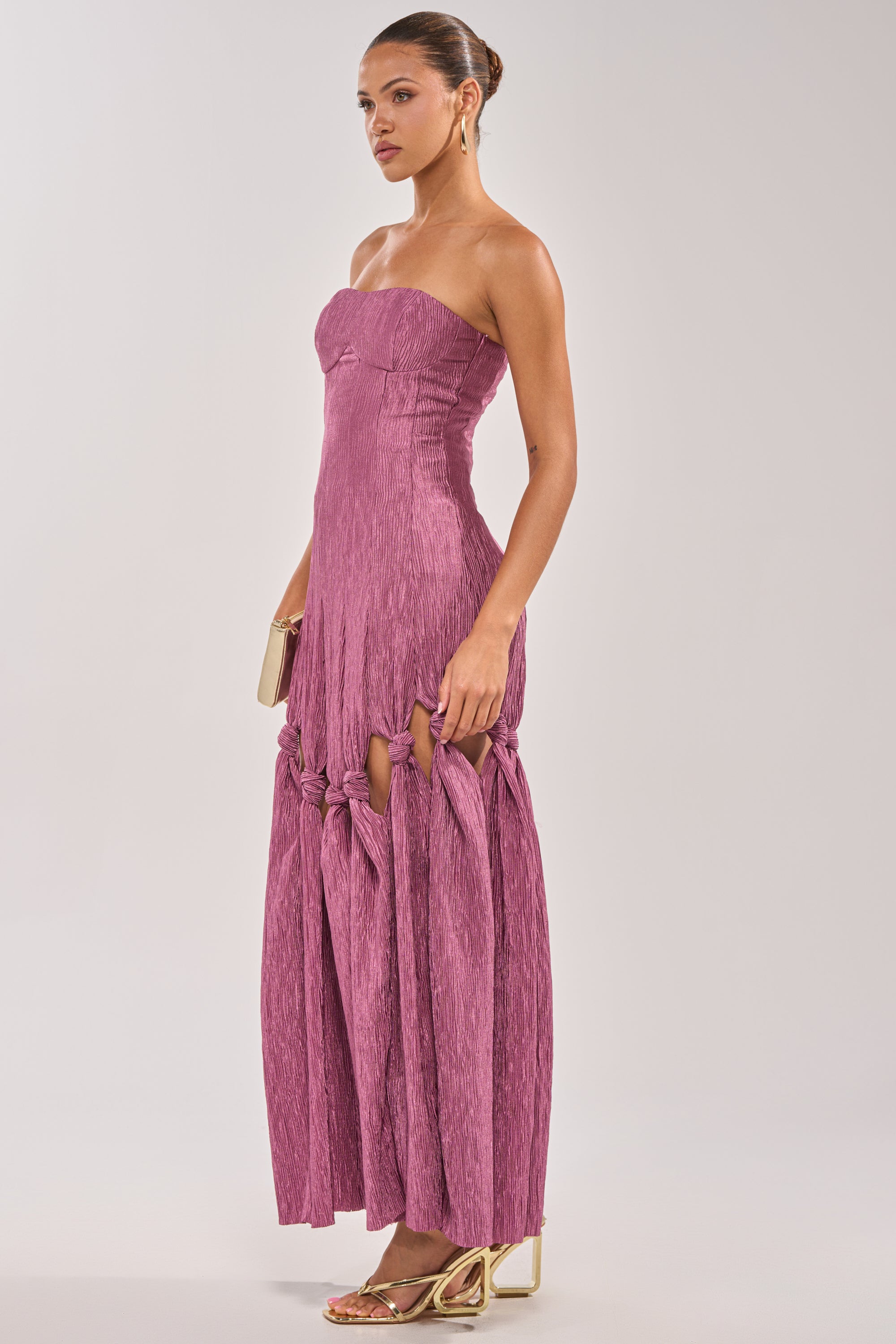 BORN READY KNOTTED STRAPLESS MAXI DRESS