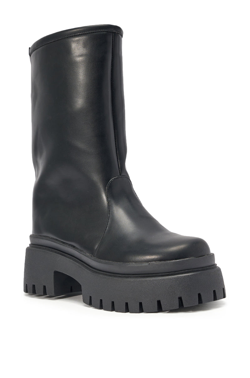 AZALEA WANG POWERLINE BLACK HARDWARE EMBELLISHED COMBAT BOOTIE