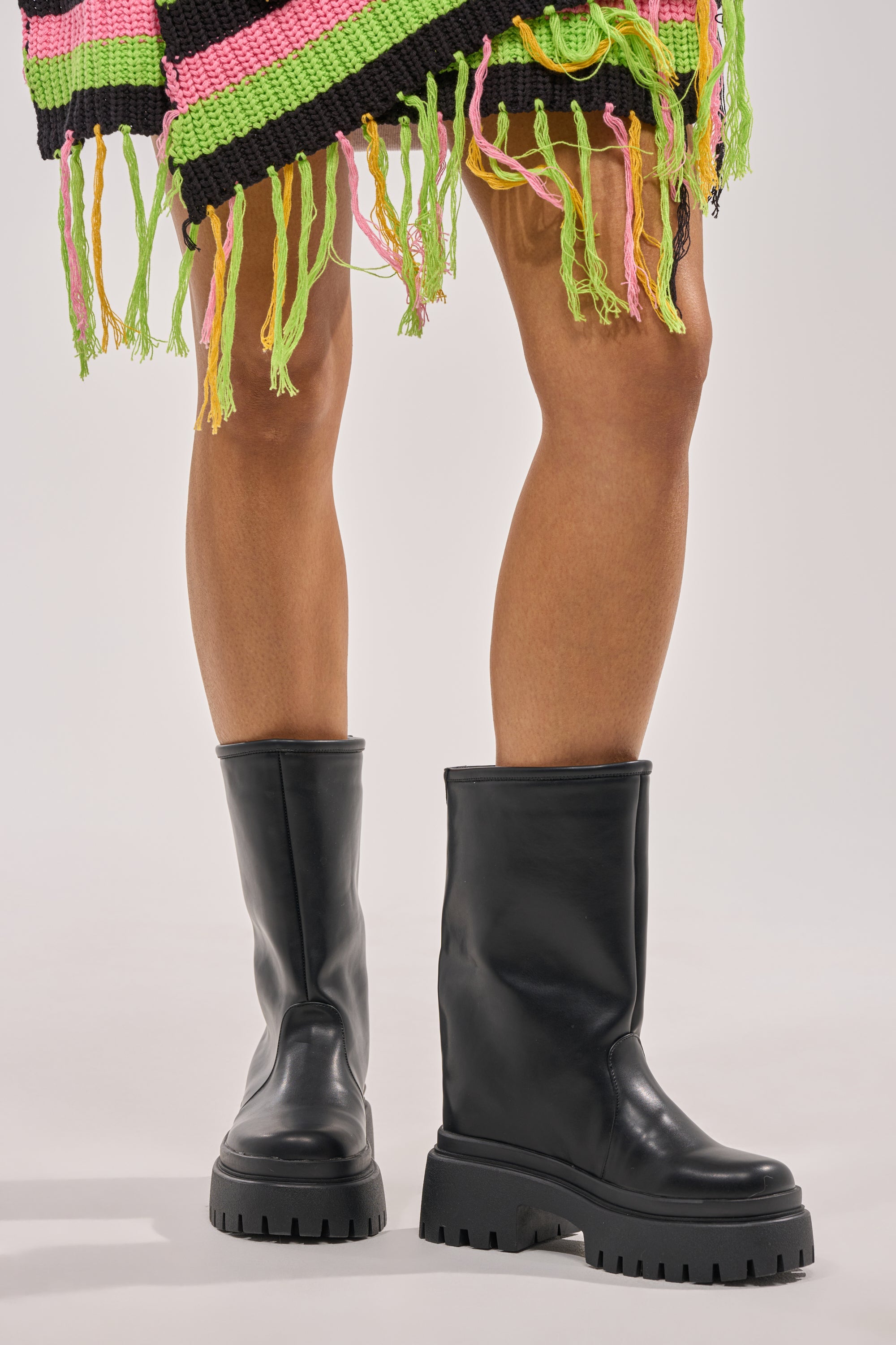 AZALEA WANG POWERLINE BLACK HARDWARE EMBELLISHED COMBAT BOOTIE