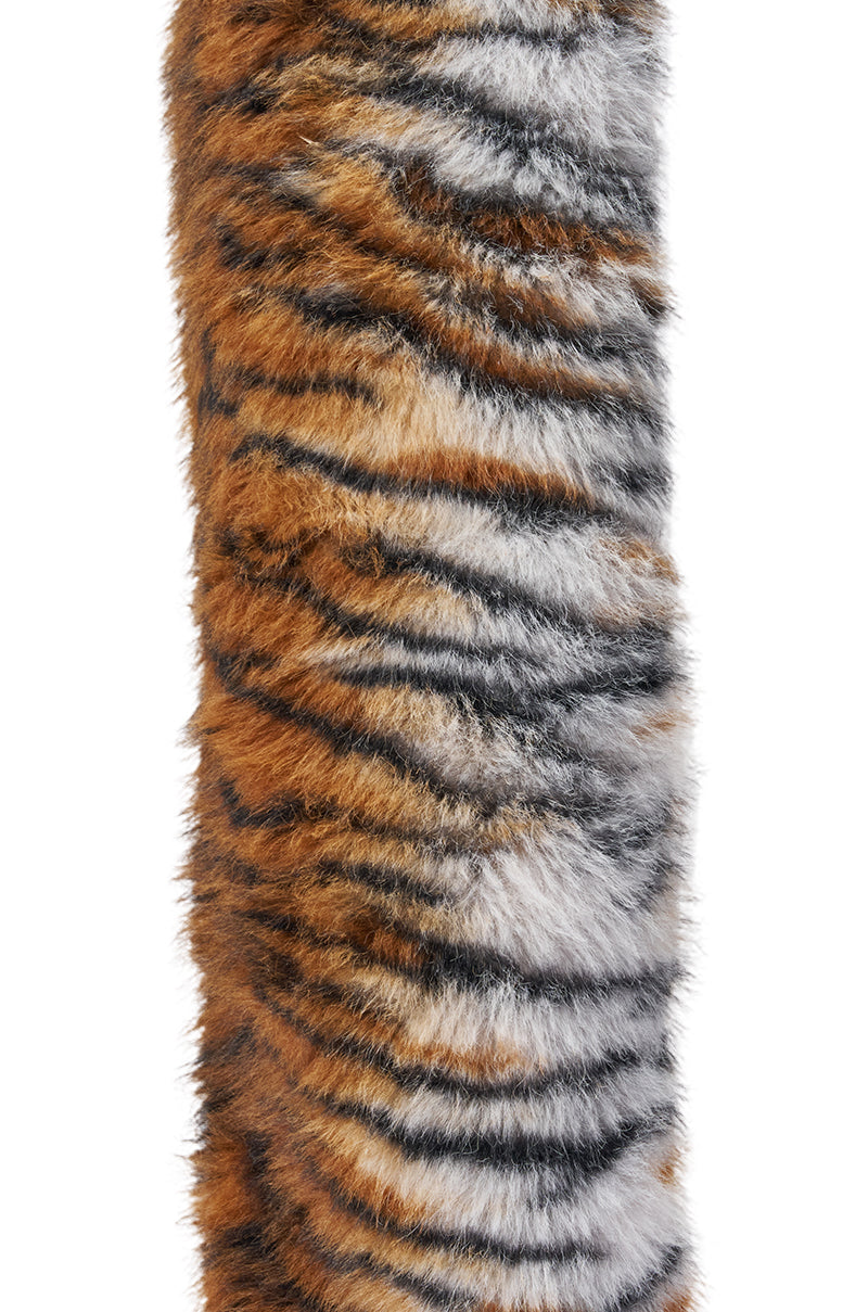 AZALEA WANG PURR TIGER FUR THIGH HIGH BOOT