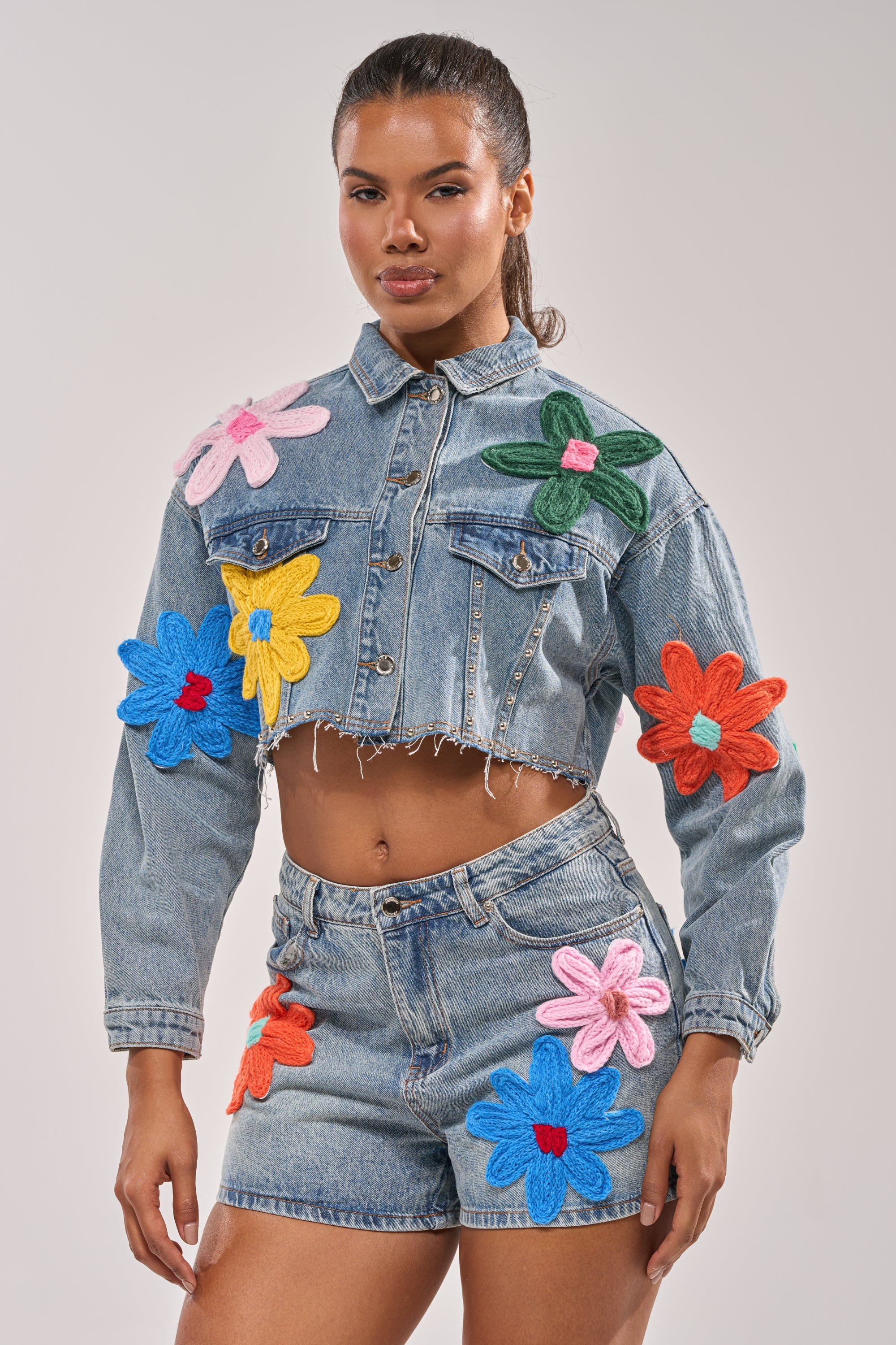 FLOWER PATCH DENIM JACKET