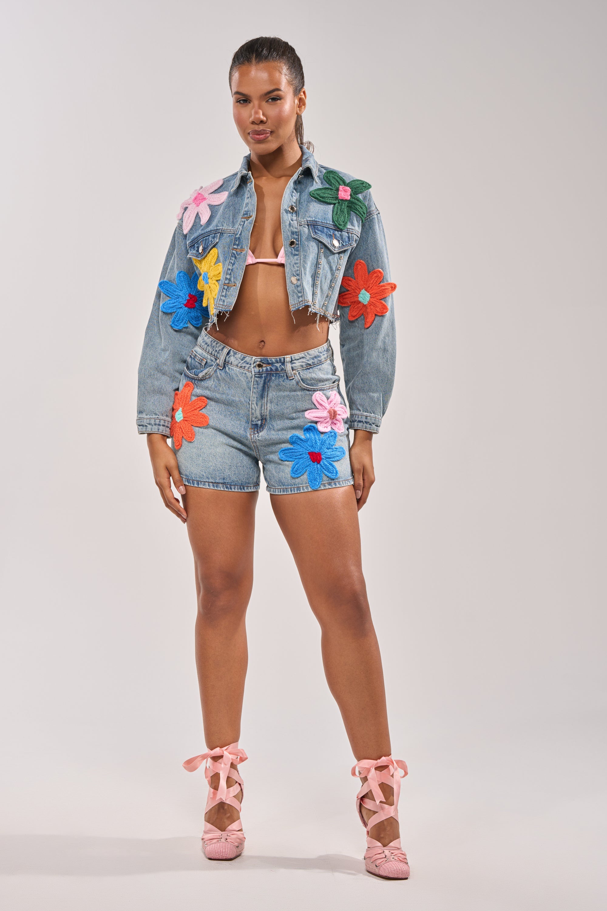 FLOWER PATCH DENIM JACKET