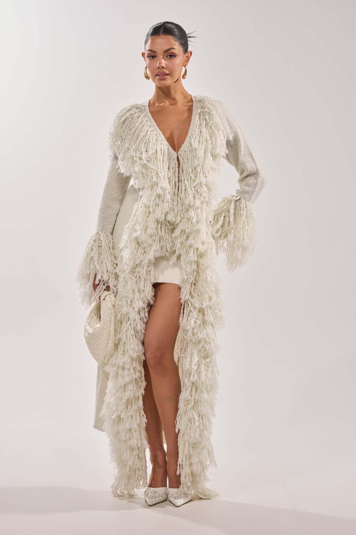 BURRR IT'S COLD OUTSIDE FRINGE OVERSIZED SWEATER IN IVORY