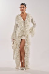 BURRR IT'S COLD OUTSIDE FRINGE OVERSIZED SWEATER IN IVORY