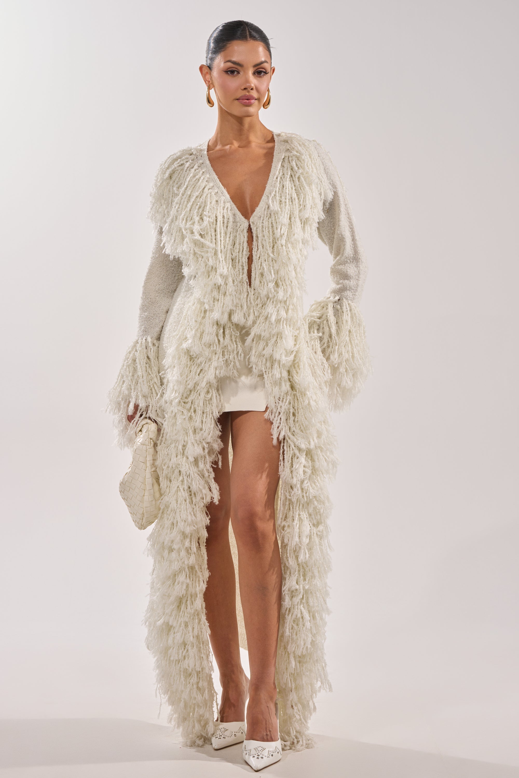BURRR IT'S COLD OUTSIDE FRINGE OVERSIZED SWEATER IN IVORY
