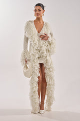 BURRR IT'S COLD OUTSIDE FRINGE OVERSIZED SWEATER IN IVORY