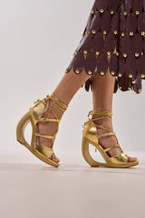 AKIRA GOLD RACHNA GOLD WEDGE OPEN TOE SANDAL