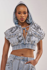 GET INTO THE RHYTHM CROP HOODIE