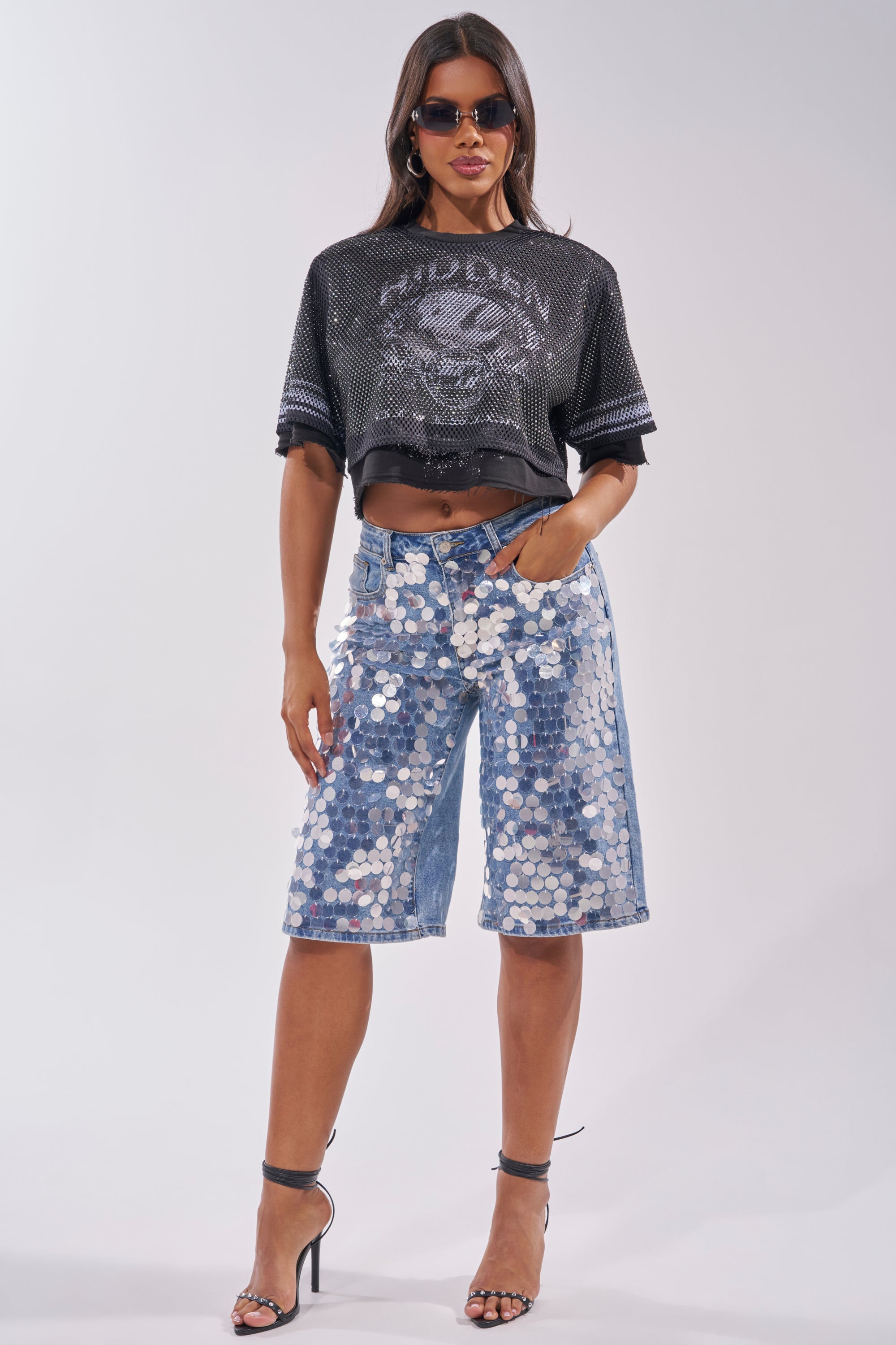 HIDDEN GEM RHINESTONE CROPPED TEE