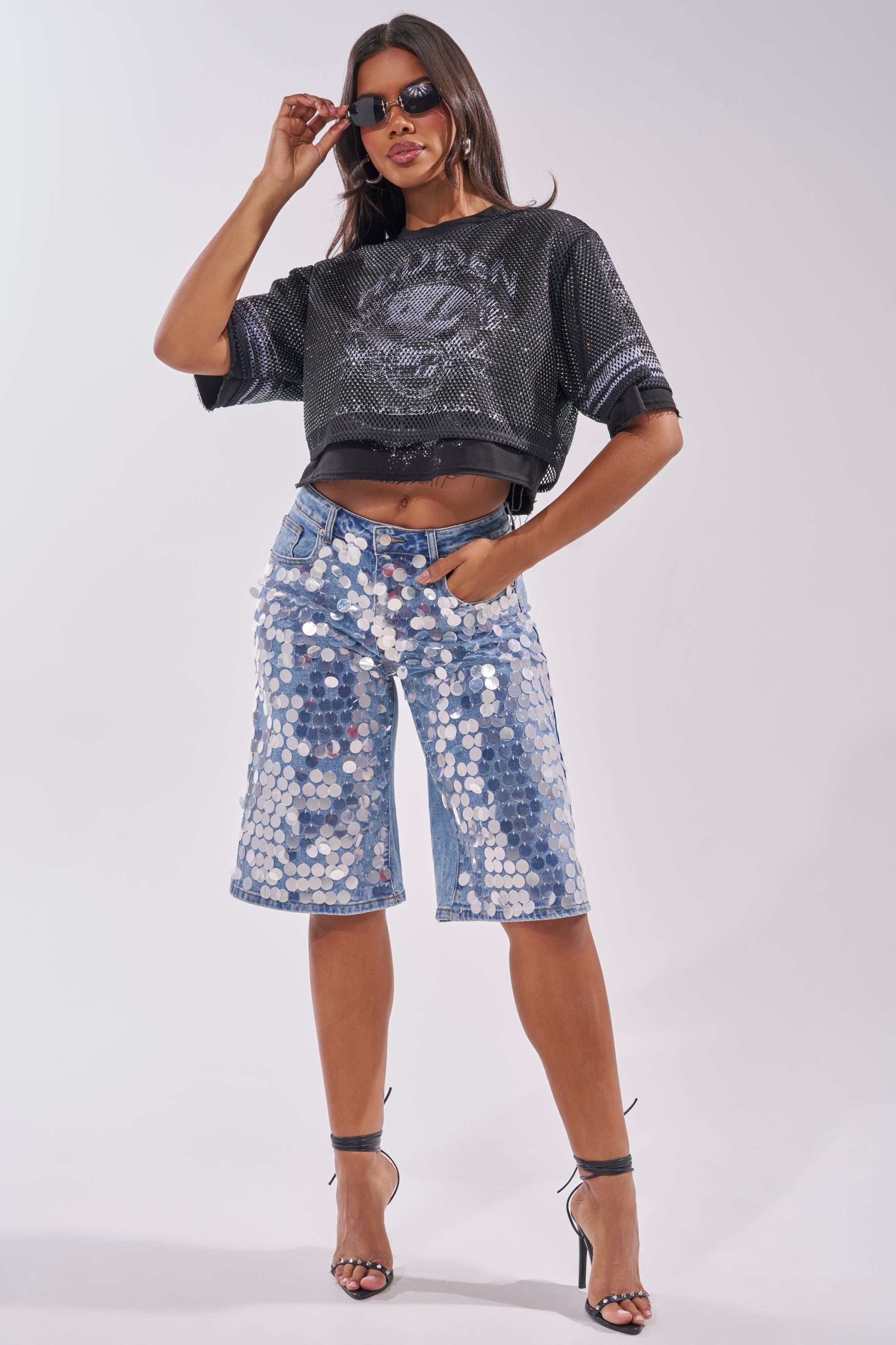 HIDDEN GEM RHINESTONE CROPPED TEE