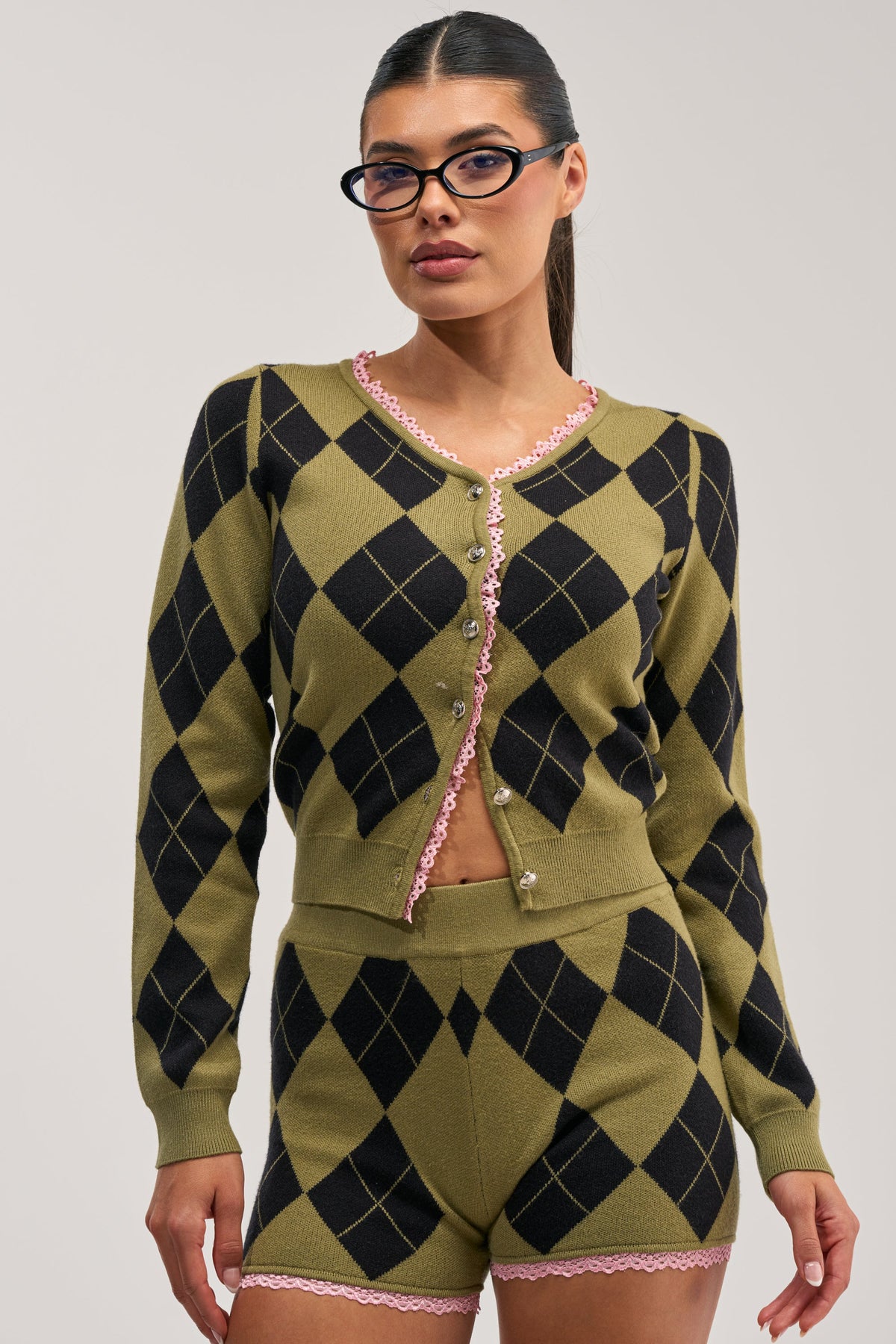 CRAZY FOR YOU ARGYLE CARDIGAN
