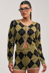 CRAZY FOR YOU ARGYLE CARDIGAN