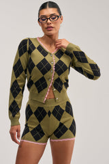 CRAZY FOR YOU ARGYLE CARDIGAN