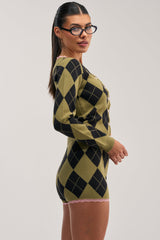 CRAZY FOR YOU ARGYLE CARDIGAN