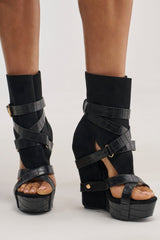 AZALEA WANG ROTHKO WEDGE SANDAL IN BLACK