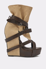 AZALEA WANG ROTHKO WEDGE SANDAL IN BROWN TAUPE