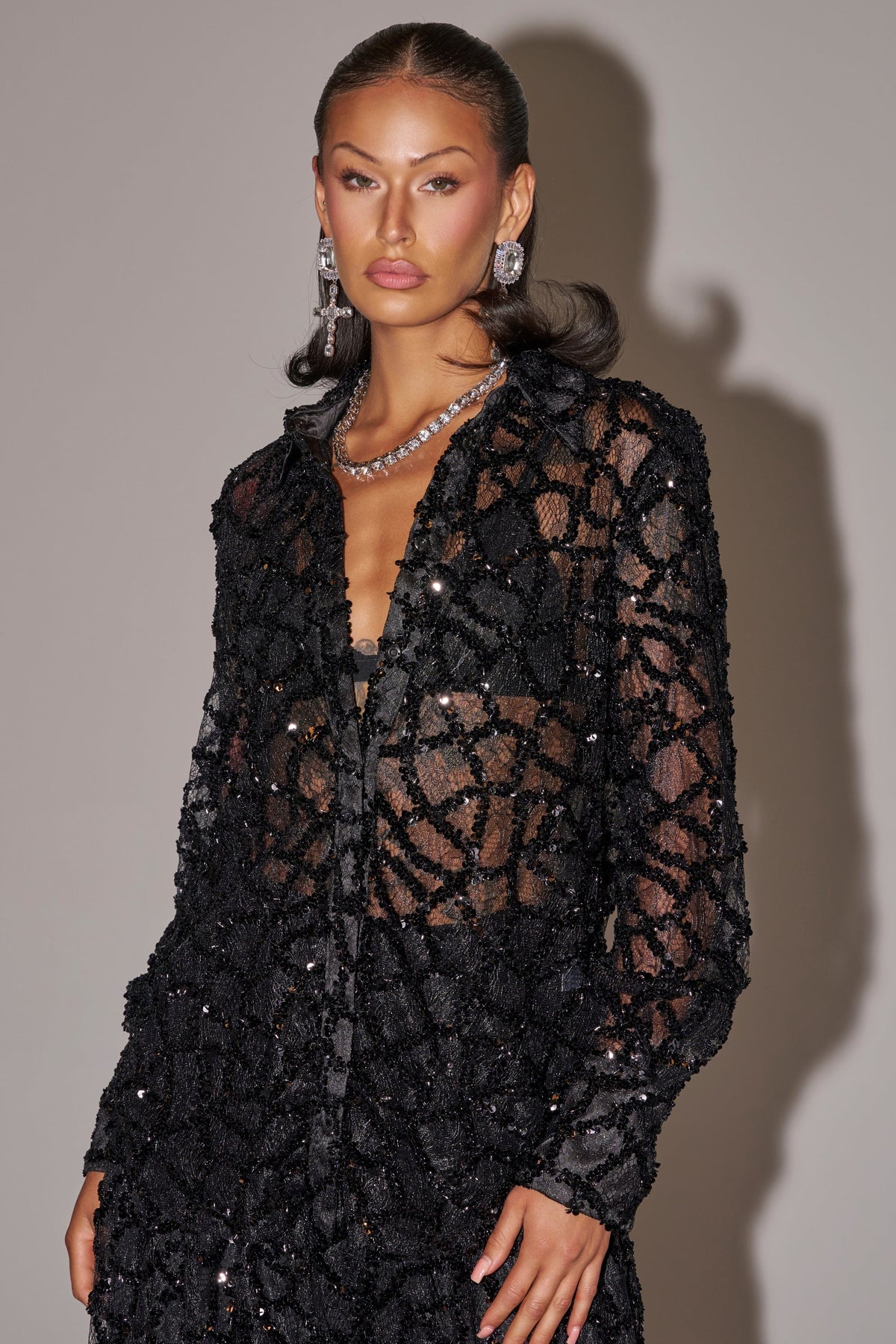 ROXY SEQUIN BUTTON DOWN