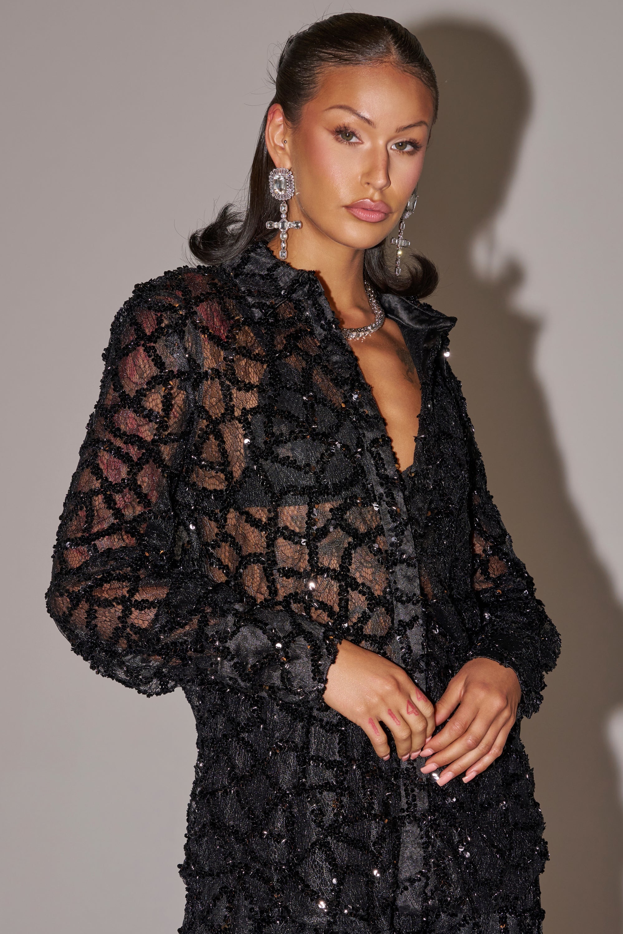 ROXY SEQUIN BUTTON DOWN