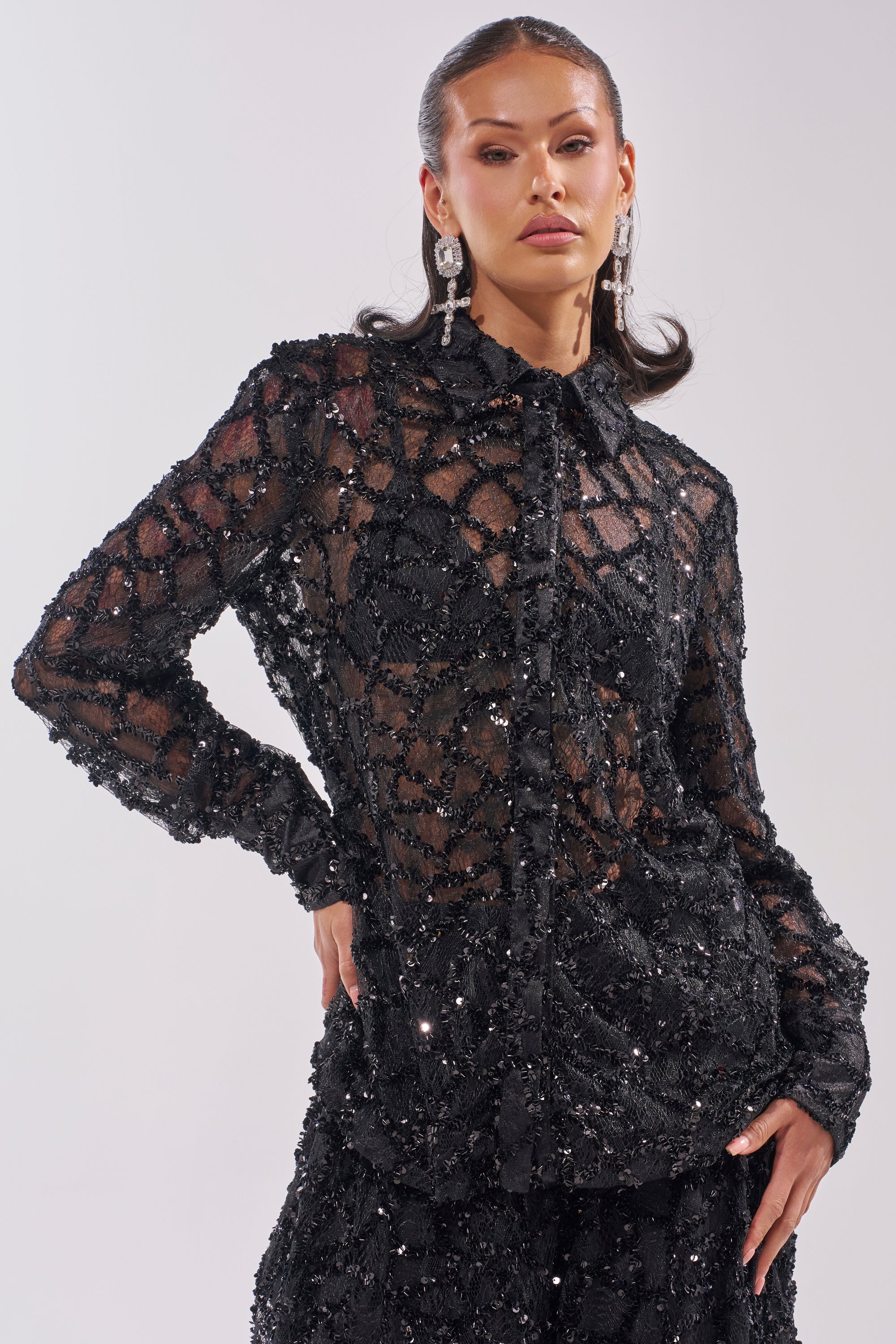 ROXY SEQUIN BUTTON DOWN