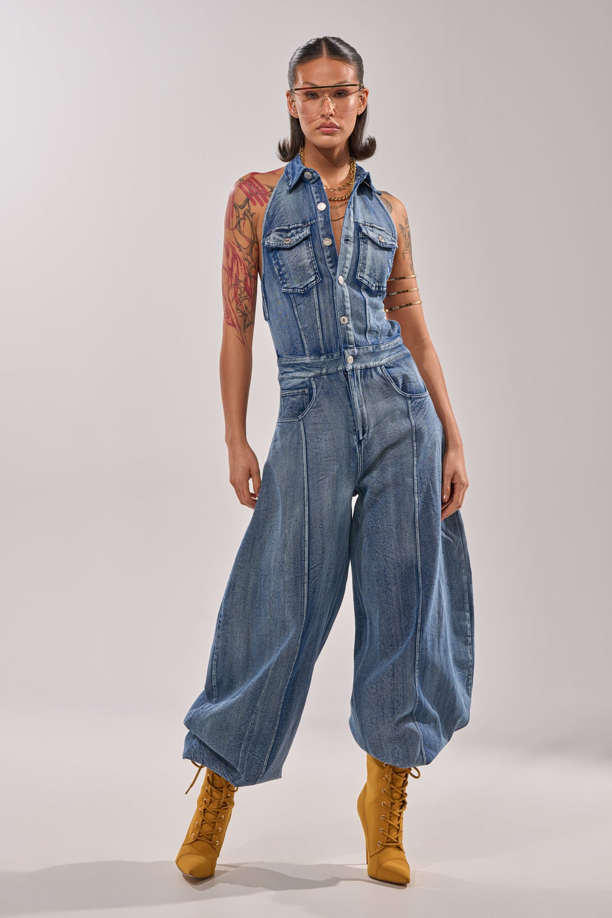 JETSETTER JUMPSUIT IN MEDIUM BLUE DENIM